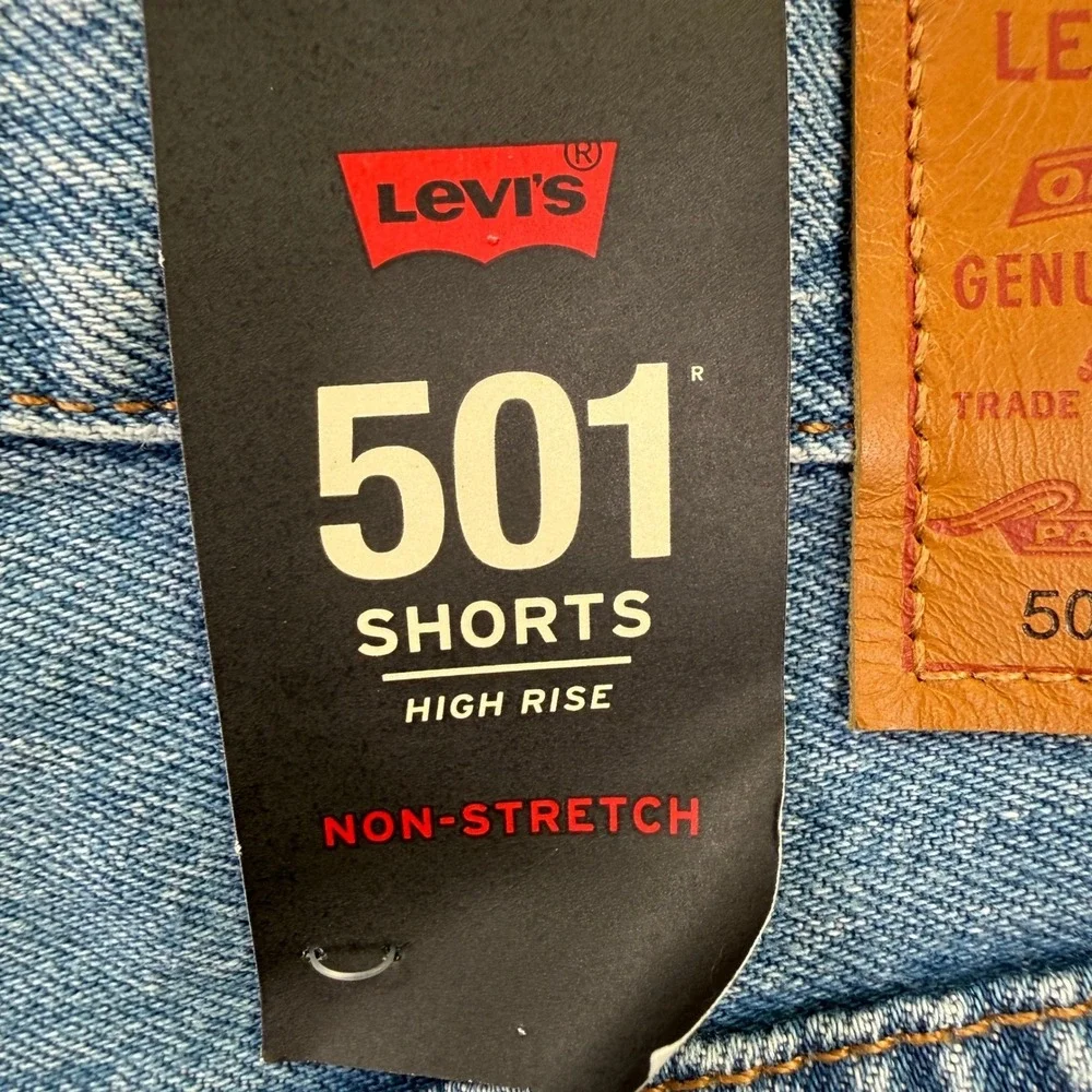 Levis Premium 501 Shorts Womens High Rise Non-Stretch Denim Cut Off Blue